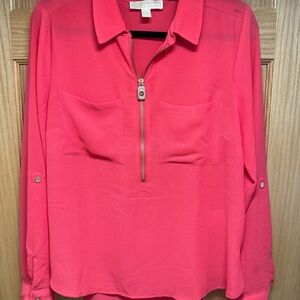 Michael Kors Pink Long Sleeve Buttoned Blouse
